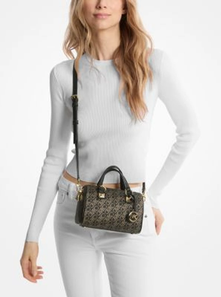 Grayson Small Metallic Empire Monogram Duffel Crossbody Bag