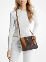 Taryn Small Signature Logo and Leather Convertible Crossbody Bag