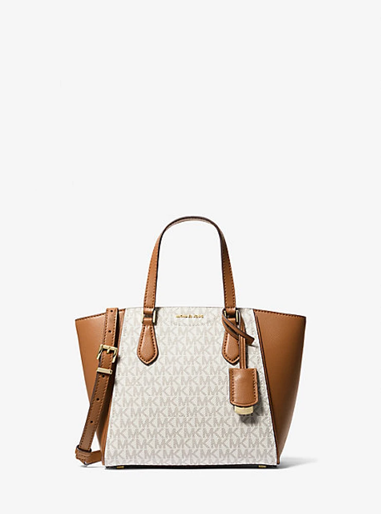 Taryn Small Signature Logo and Leather Convertible Crossbody Bag