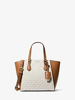 Taryn Small Signature Logo and Leather Convertible Crossbody Bag