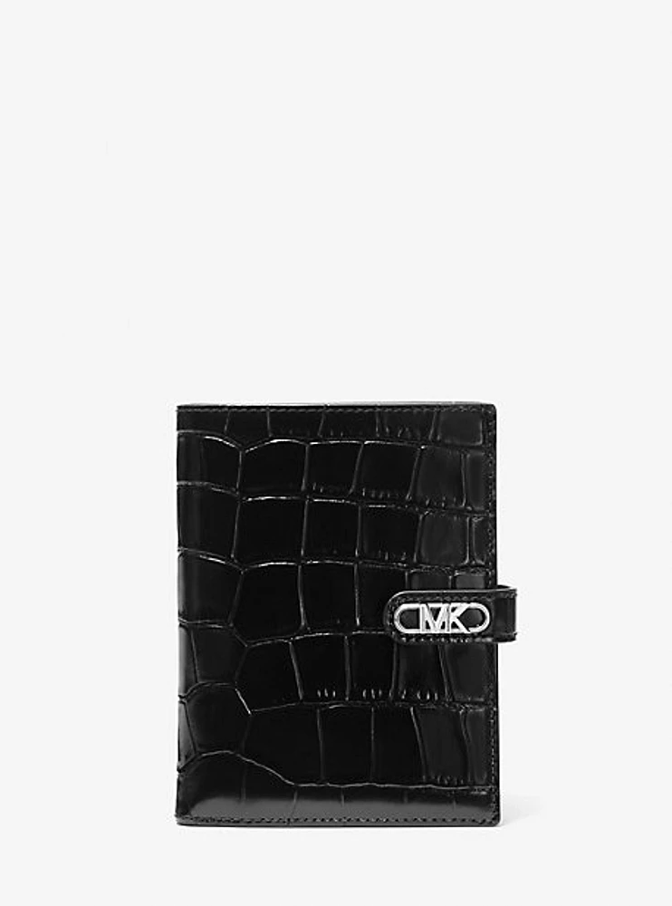 Empire Crocodile Embossed Leather Passport Wallet