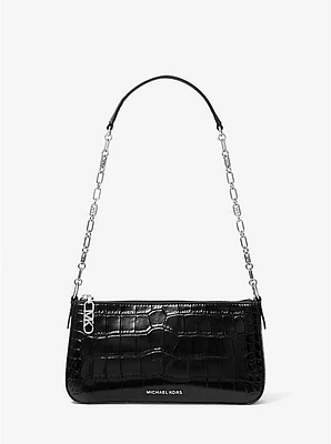 Empire Medium Crocodile Embossed Leather Chain-Link Pochette