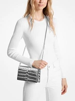 Jet Set Medium Metallic Crocodile Embossed Leather Crossbody Bag