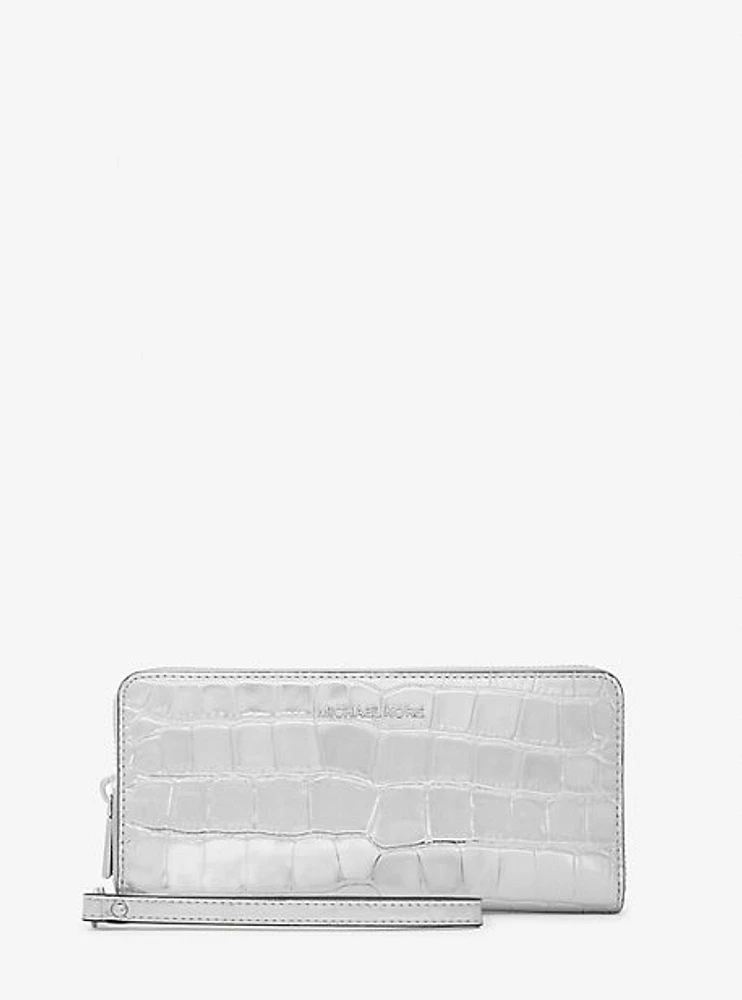 Jet Set Travel Metallic Crocodile Embossed Leather Continental Wallet