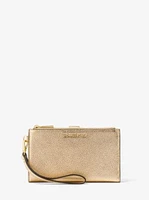 Adele Metallic Pebbled Leather Smartphone Wristlet