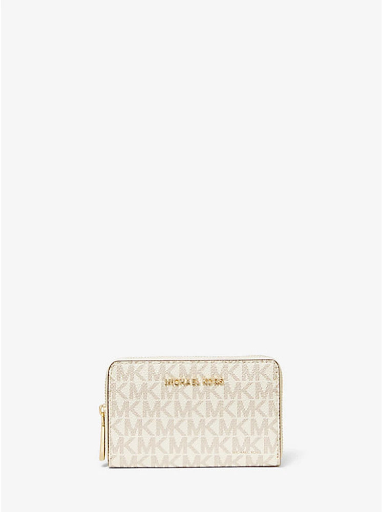 Cartera pequeña de piel con estampado logotipos