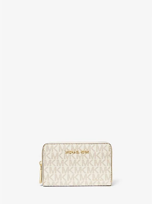 Cartera pequeña de piel con estampado logotipos