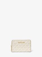 Cartera pequeña de piel con estampado logotipos