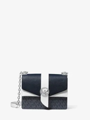 Greenwich Small Two-Tone Logo and Saffiano Leather Crossbody Bag