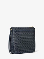 Jet Set Large Signature Logo Print Woven Crossbody Bag