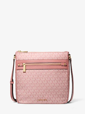 Bolsa cruzada Jet Set grande tejida con logotipo Signature estampado