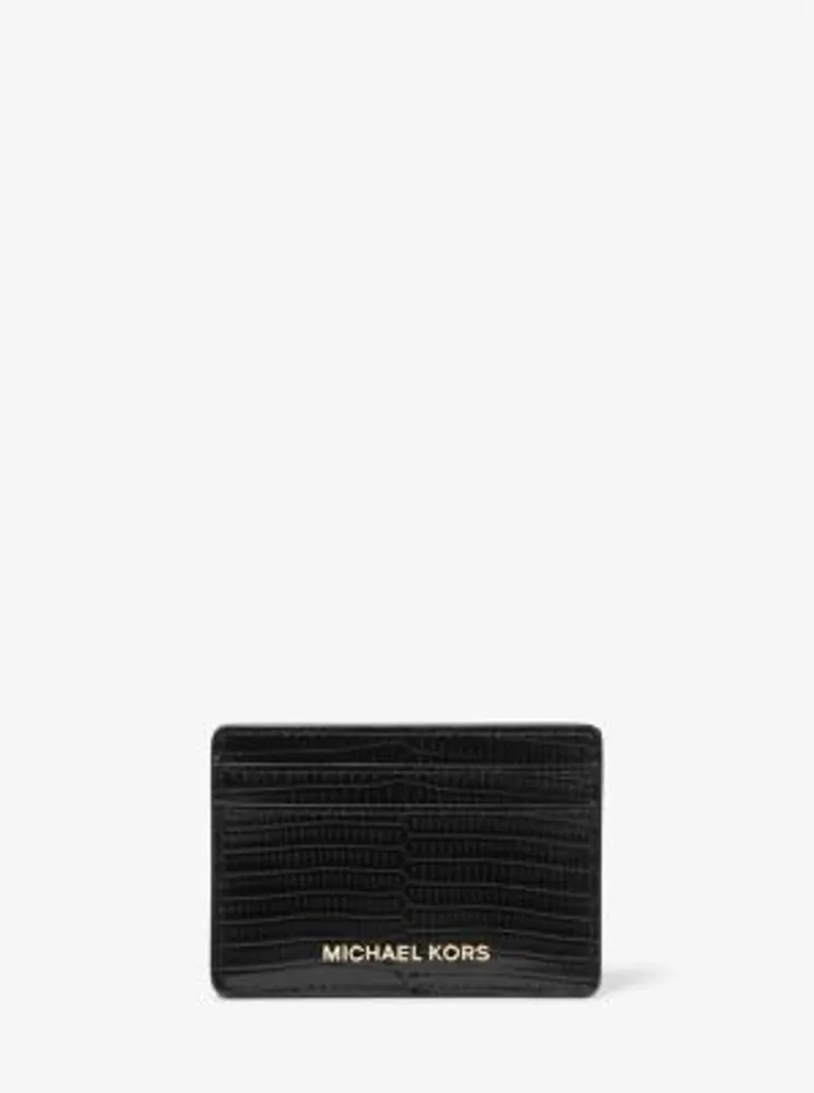 Jet Set Lizard Embossed Leather Card Case