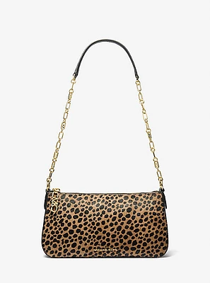 Empire Medium Cheetah Print Calf Hair Chain-Link Pochette