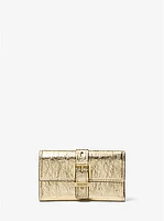 Nolita Medium Metallic Crackled Leather Tri-Fold Wallet