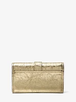 Nolita Medium Metallic Crackled Leather Tri-Fold Wallet