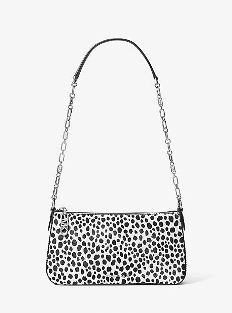 Empire Medium Cheetah Print Calf Hair Chain-Link Pochette