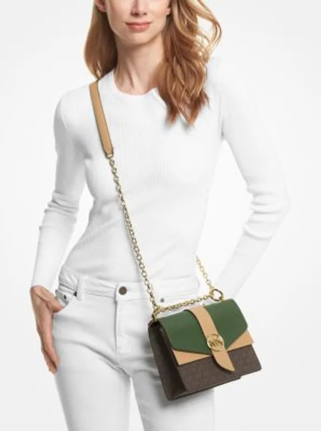 Michael Kors Ladies Greenwich Small Two-Tone Logo and Saffiano Leather Crossbody Bag