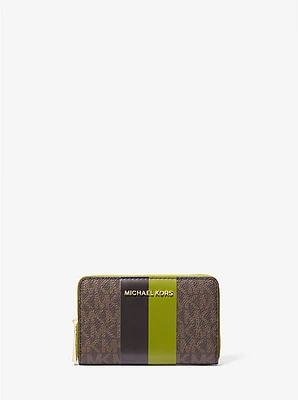 Cartera pequeña a rayas con logotipo