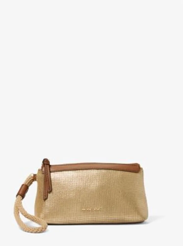 Talia Small Metallic Cotton Canvas Wristlet