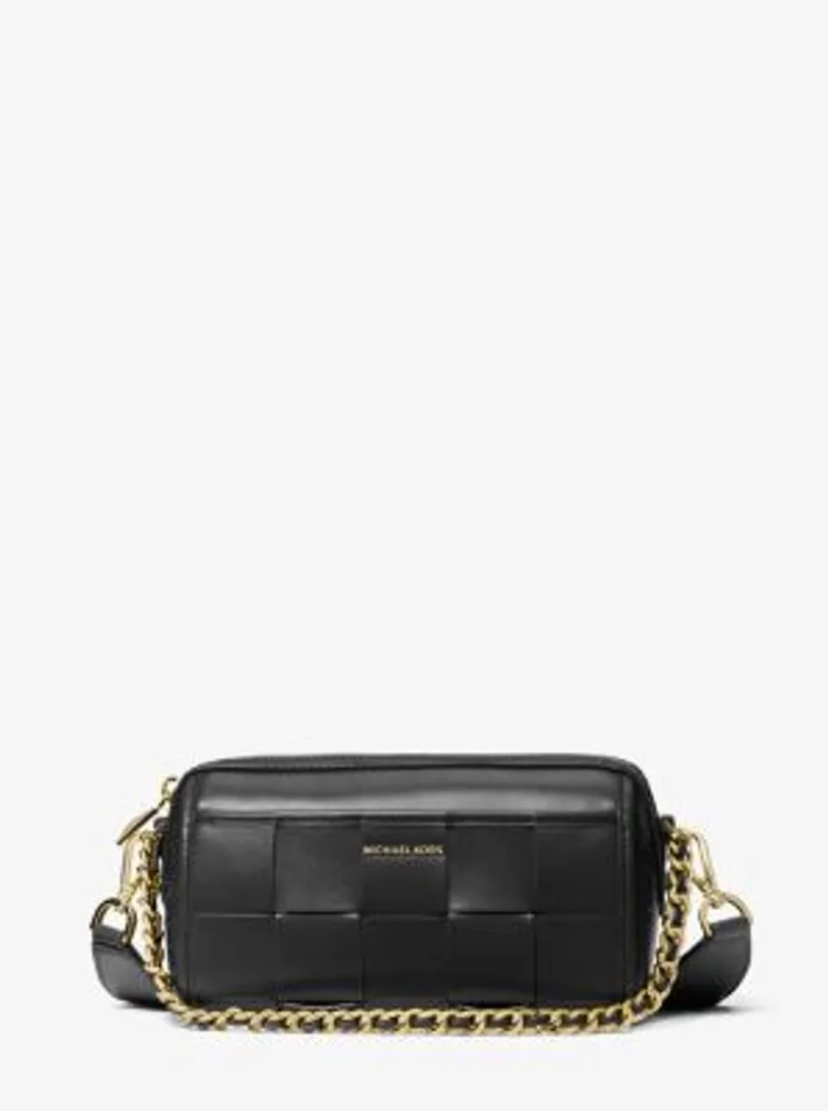 Jet Set Small Woven Leather Crossbody Bag