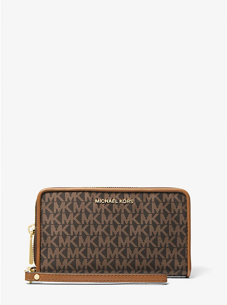 Jet Set Large Logo Print Smartphone Wristlet