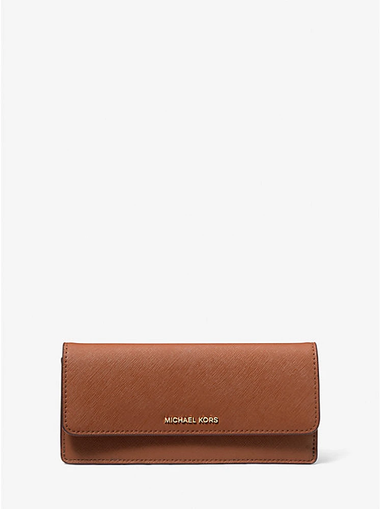 Jet Set Large Saffiano Leather Snap-Front Wallet