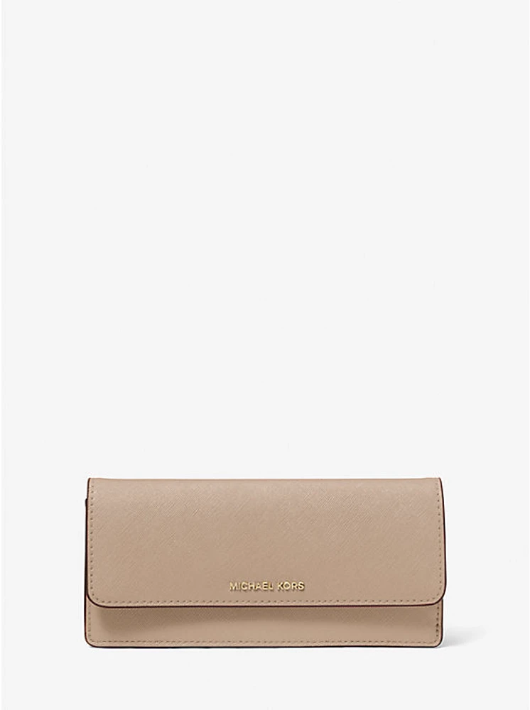 Jet Set Large Saffiano Leather Snap-Front Wallet