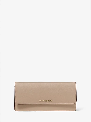 Jet Set Large Saffiano Leather Snap-Front Wallet