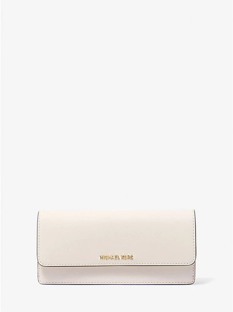 Jet Set Large Saffiano Leather Snap-Front Wallet