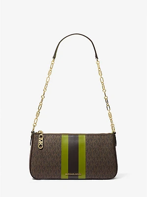 Bolso pochette Empire mediano de eslabones con logotipo exclusivo en rayas