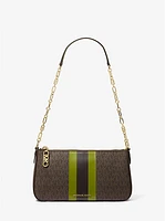 Bolso pochette Empire mediano de eslabones con logotipo exclusivo en rayas