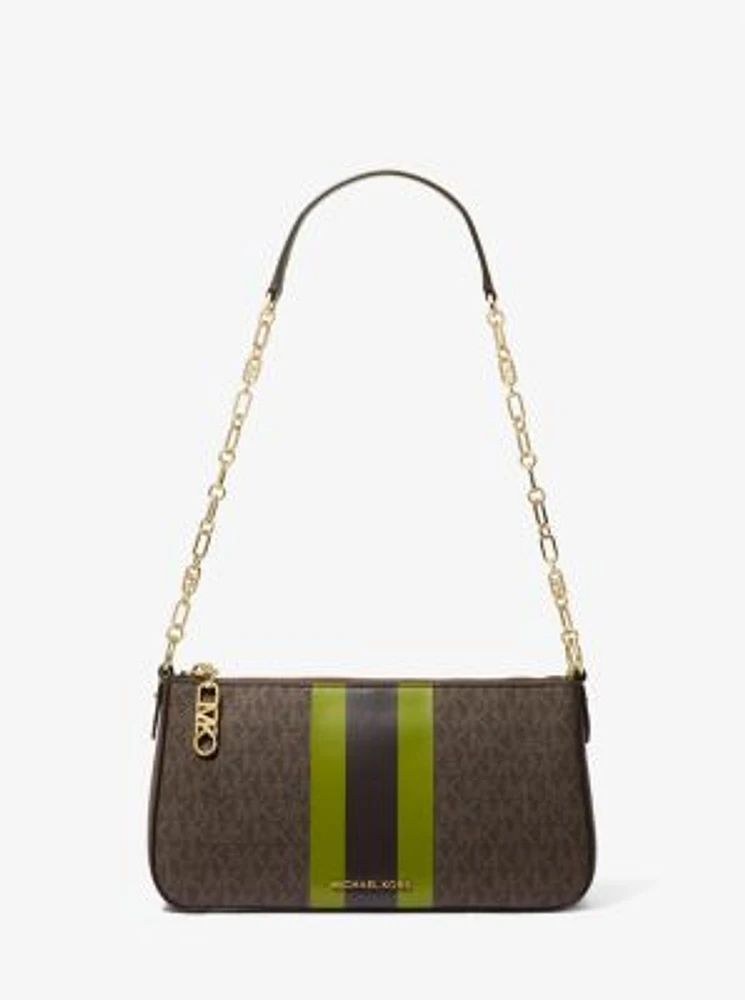 Empire Medium Striped Signature Logo Chain-Link Pochette