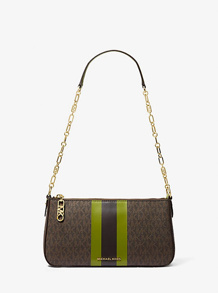 Empire Medium Striped Signature Logo Chain-Link Pochette