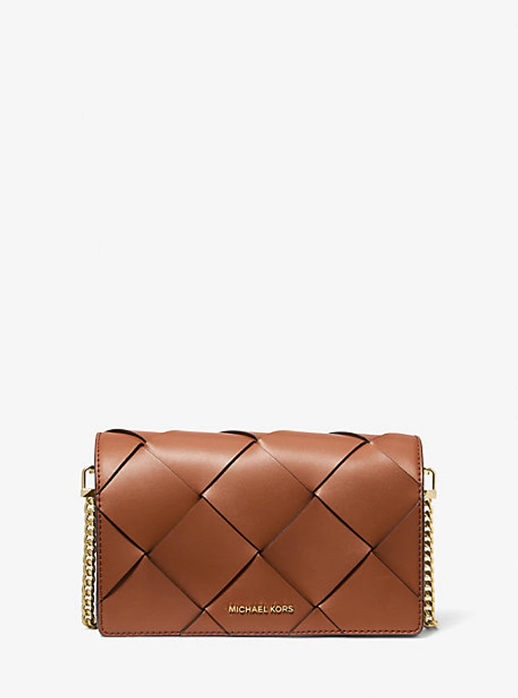 Jet Set Medium Woven Leather Crossbody Bag