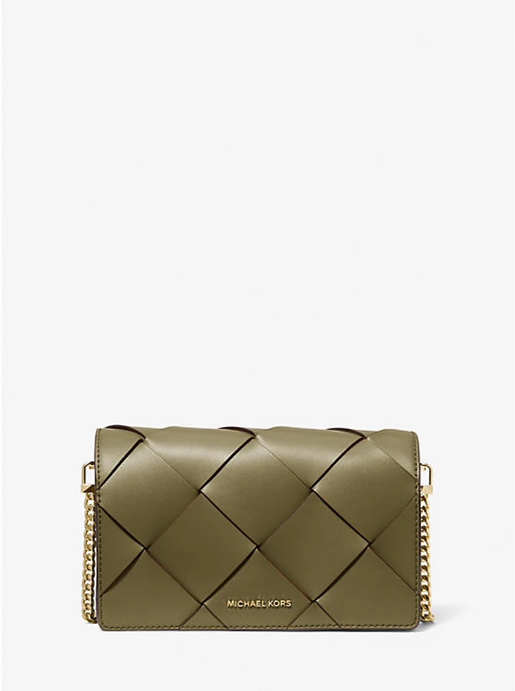 Jet Set Medium Woven Leather Crossbody Bag