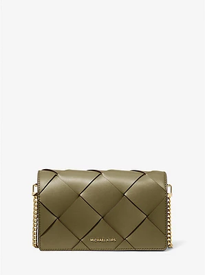 Jet Set Medium Woven Leather Crossbody Bag
