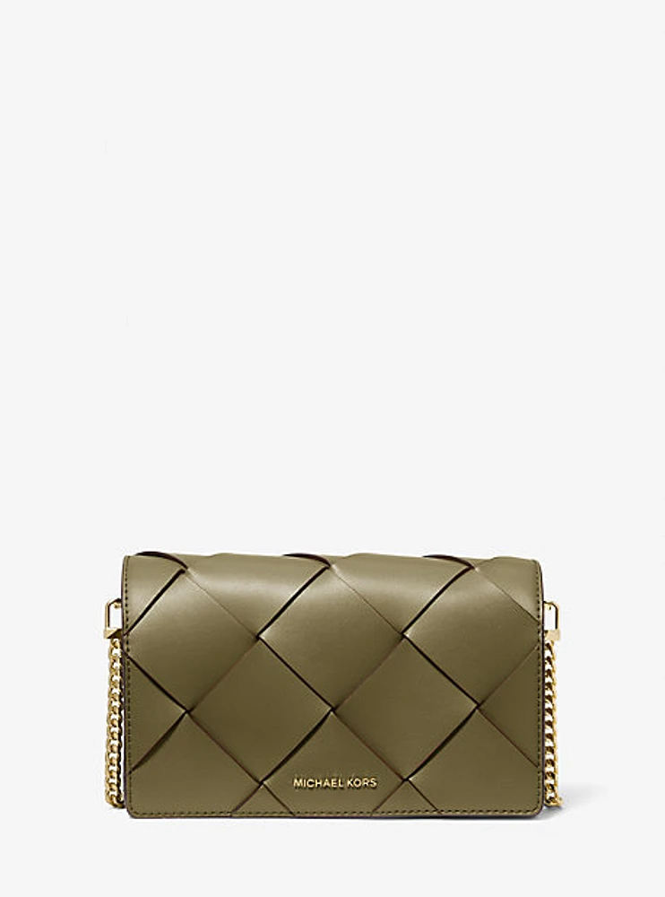 Jet Set Medium Woven Leather Crossbody Bag