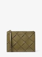 Jet Set Travel Extra-Large Woven Leather Wristlet