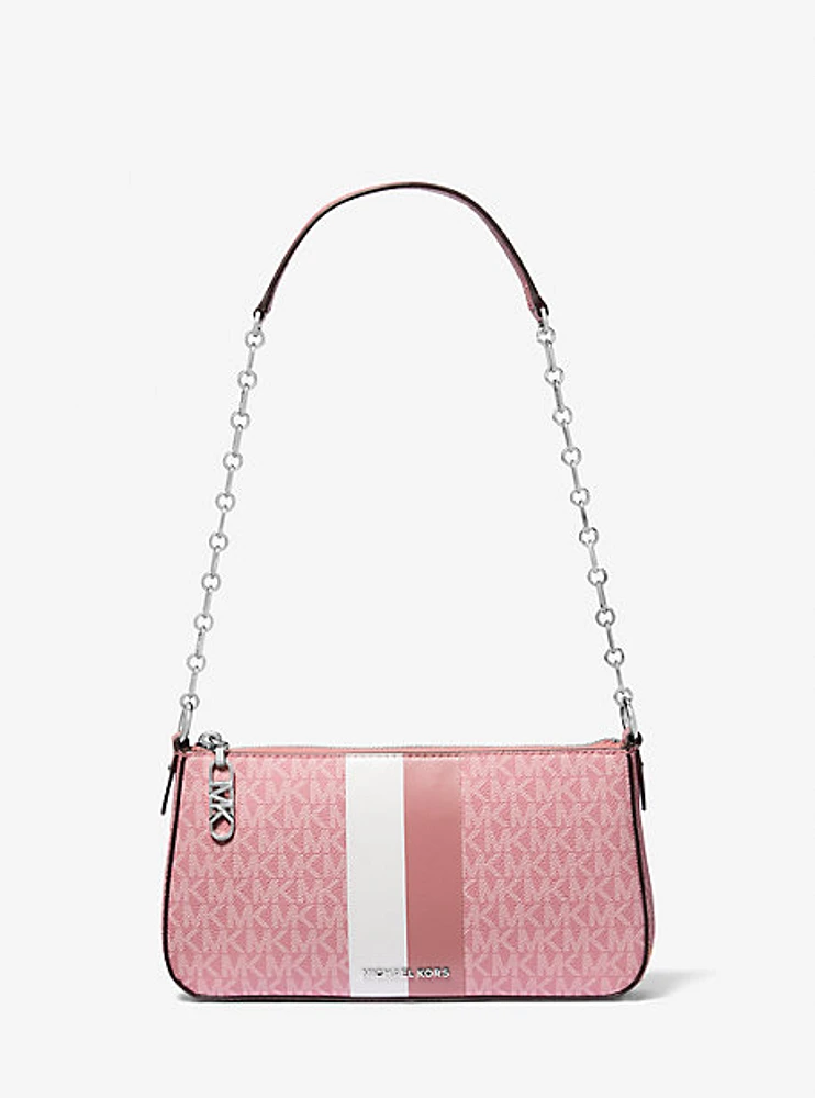 Empire Medium Striped Signature Logo Chain-Link Pochette
