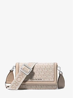 Jet Set Small Signature Logo Print Woven Smartphone Crossbody Bag