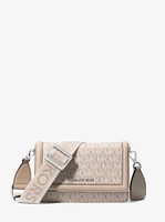 Jet Set Small Signature Logo Print Woven Smartphone Crossbody Bag