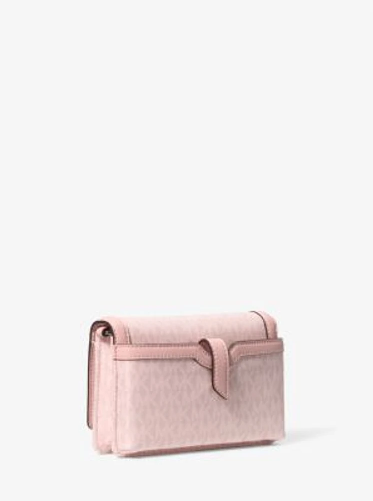 Jet Set Small Signature Logo Print Woven Smartphone Crossbody Bag