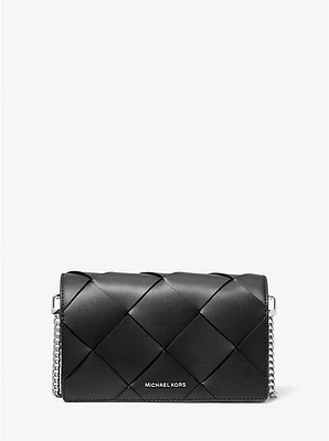 Jet Set Medium Woven Leather Crossbody Bag