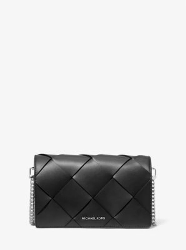 Jet Set Medium Woven Leather Crossbody Bag