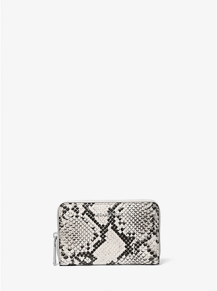 Jet Set Small Snake Embossed Leather Zip-Around Wallet