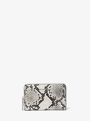 Jet Set Small Snake Embossed Leather Zip-Around Wallet