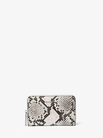 Jet Set Small Snake Embossed Leather Zip-Around Wallet