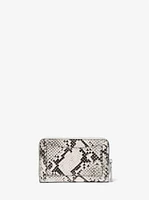 Jet Set Small Snake Embossed Leather Zip-Around Wallet