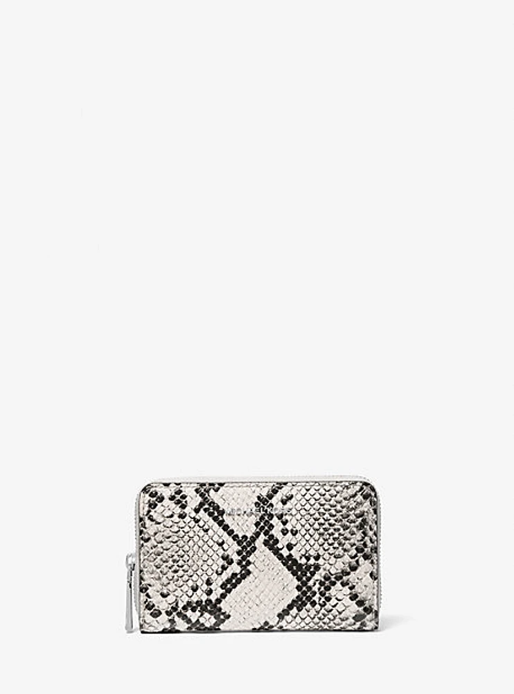 Jet Set Small Snake Embossed Leather Zip-Around Wallet