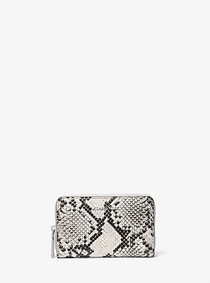 Jet Set Small Snake Embossed Leather Zip-Around Wallet